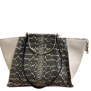 Vince Camuto Large Leather Bone/Animal Print Shoulder/Handbag